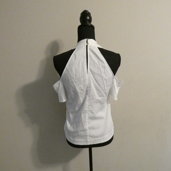 Women's White Cold-Shoulder Keyhole Top - Picture 6 of 7